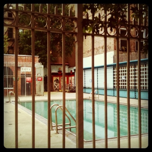 Soho swimming pool, morning.